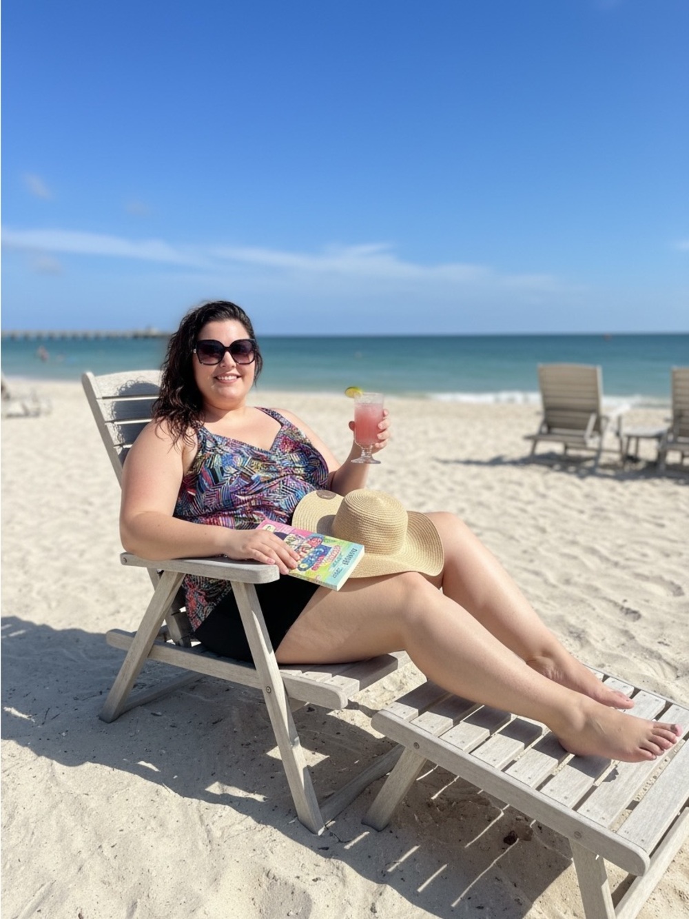 Plus Size Multicolor Printed Tankini Top and Black Briefs - Swim Bikini Set